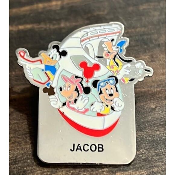 Disney 2003 Red Monorail Name Pin With Mickey Minnie Donald Goofy - Picture 1 of 2
